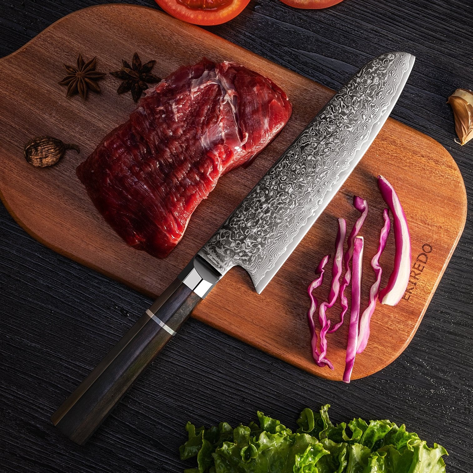 santoku damaskus kokkekniv